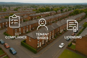 A air view of a town in Bolton